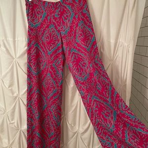 Lilly Pulitzer wide leg coral print pant
